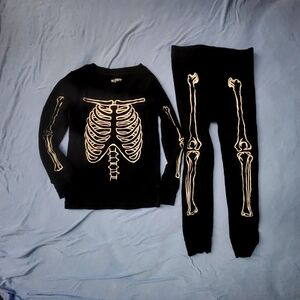 Black Skeleton Pajama Set 4T